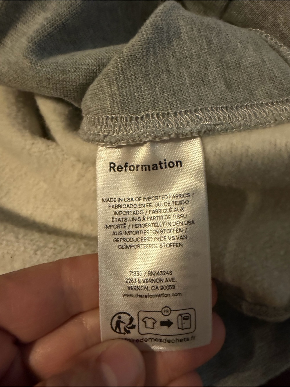 Reformation Gray Organic Cotton Cropped Sweatshirt XS - Picture 9 of 11